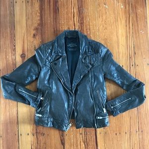 Allsaints Conroy Leather Biker Jacket size 0.